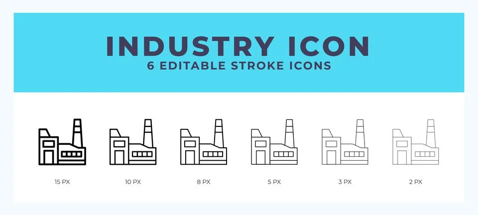 Industry icon set with different stroke. Design elements for logo. Vector i.. 스톡 일러스트
