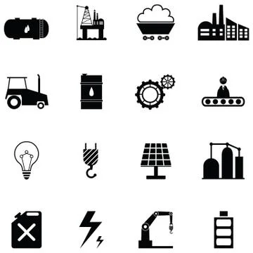 Industry icon set Illustrazione stock