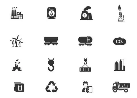 Industry icons set Stock Illustration