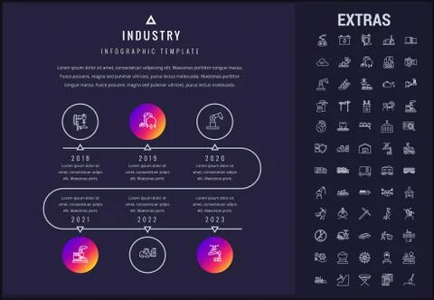 Industry infographic template, elements and icons. Stock Illustration
