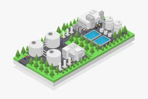 Industry isometric illustrated on background Stock Illustration