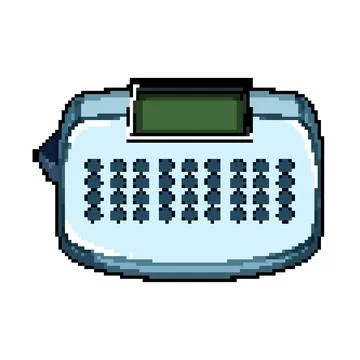 Industry label printer pixel art vector illustration Stock Illustration