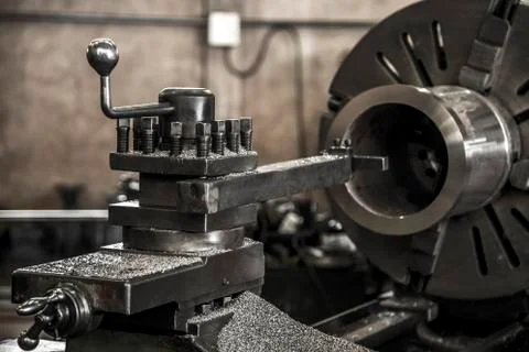 Industry lathe machine work Stock Photos