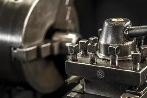 Industry lathe machine work Stock Photos