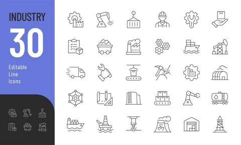 Industry Line Editable Icons set. Stock Illustration