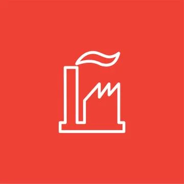 Industry Line Icon On Red Background. Red Flat Style Vector Illustration Illustrazione stock