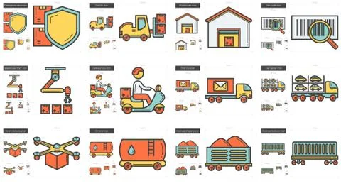 Industry line icon set. Stockillustratie