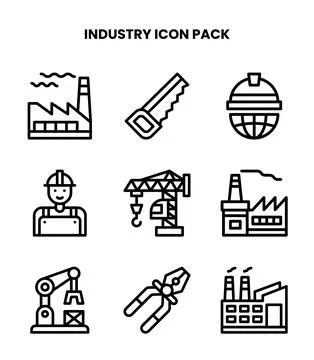 Industry Line Scalable Icons Pack Stock Illustration