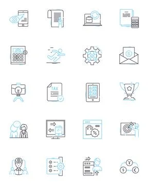 Industry linear icons set. Technology, Manufacturing, Engineering, Construction Stock Illustration