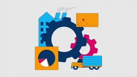 Industry, logistics and data analysis 2D animation Stock Footage 302904119