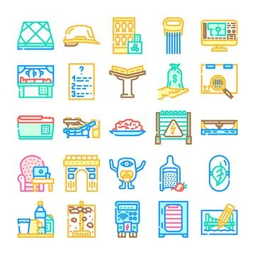 Industry manufacturing engineering production technology vector icons Stock Illustration