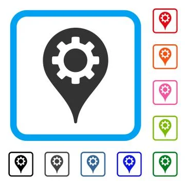 Industry Map Marker Framed Icon Stock Illustration