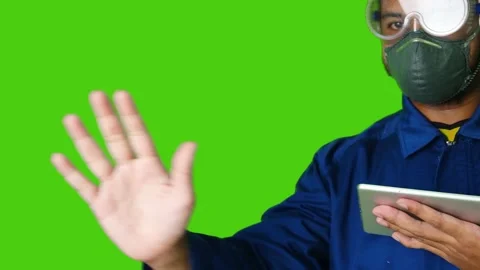 Industry men on Green screen Stock Footage 159492134