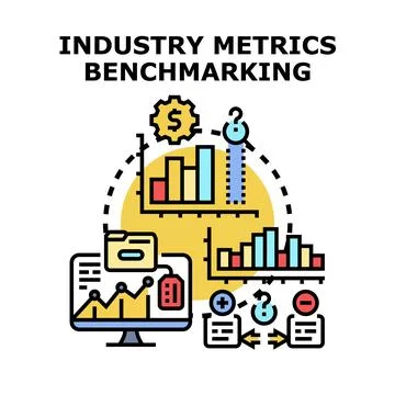 Industry metrics benchmarking comparing performance analysis Stock Illustration