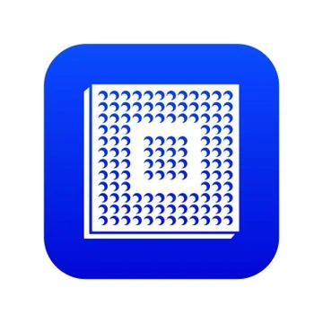 Industry microchip icon blue vector 스톡 일러스트