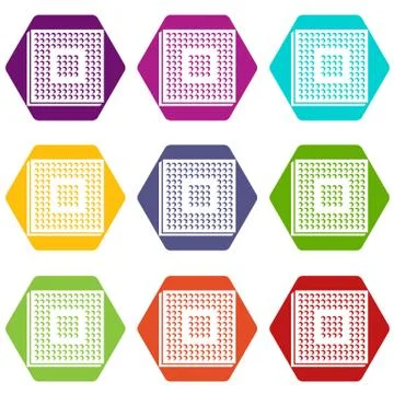 Industry microchip icons set 9 vector Stock Illustration