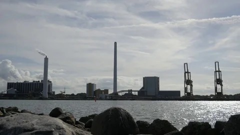 Industry near ocean Stock Footage 75743652
