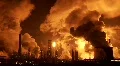 Industry At Night (Fire in the sky with smoke) HD Footage