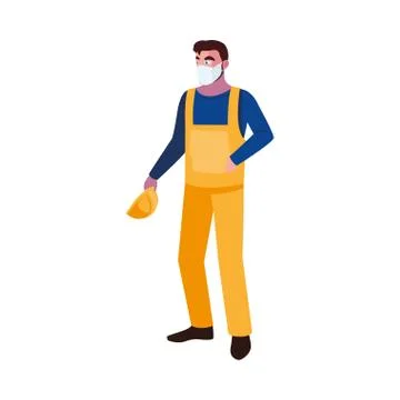 Industry operator wearing face mask at work Illustrazione stock