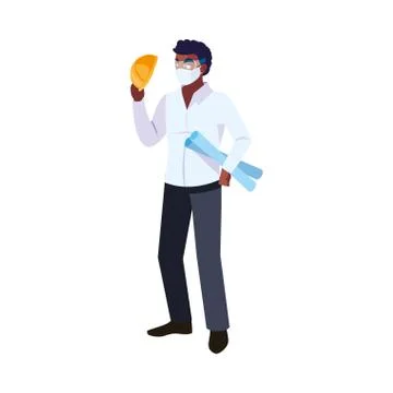 Industry operator wearing face mask at work Illustrazione stock
