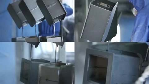Industry. Painting workshop. Split Screen. Stock Footage 256154693