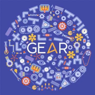 Industry pattern vector industrial machinery engineering equipment gear fan pipe Stock Illustration
