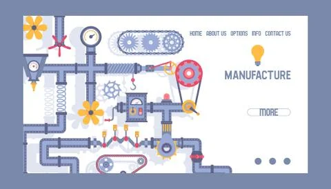 Industry pattern vector web page industrial machinery engineering equipment gear Stock Illustration