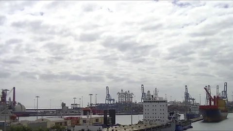 Industry port in a cloudy day Stock Footage 80041882