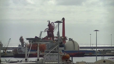 Industry port machine in a cloudy day Stock Footage 80041879