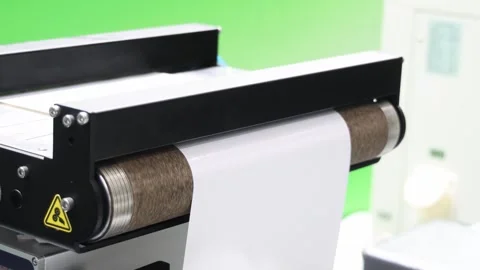 Industry printer close up. Industrial inkjet printer in operation. Stock Footage 329440985