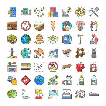 Industry production process line color icons collection Stock Illustration