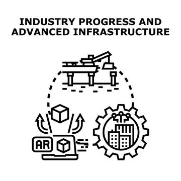 Industry progress building advanced infrastructure is embracing modern augmen Stock Illustration