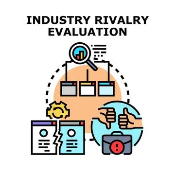 Industry rivalry evaluation concept examining business competition Stock Illustration