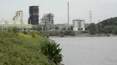 Industry on the river Stock Footage 38598621