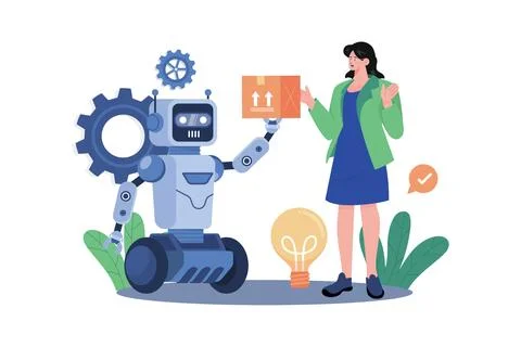 Industry Robotization Illustration concept on white background Ilustración de archivo