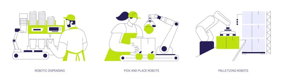 Industry robots isolated cartoon vector illustrations se Stock Illustration