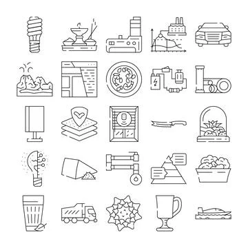 Industry science technology environment daily life icons Stock Illustration