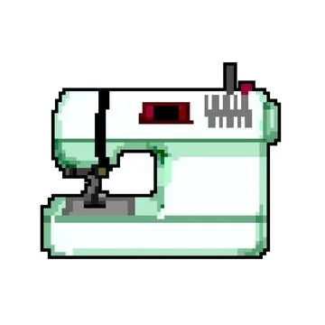Industry sew machine game pixel art vector illustration Stock Illustration