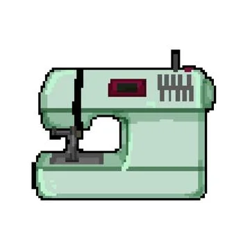 Industry sew machine pixel art vector illustration Illustrazione stock
