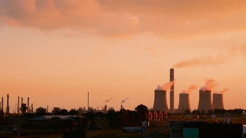 Industry Skyline 8818 Burn Coal Stock Footage 76476868