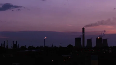 Industry Skyline 8930 Night shift Stock Footage 76480769