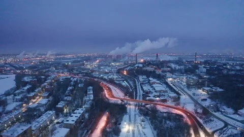 Industry, smoke from pipes, dawn Video stock 189425853