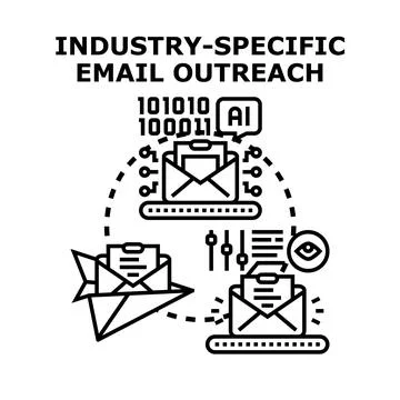 Industry specific email outreach automation with ai technology 库存插图