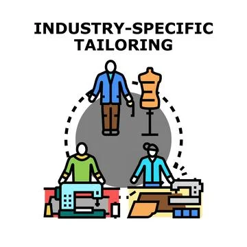 Industry specific tailoring services crafting bespoke apparel Stock Illustration