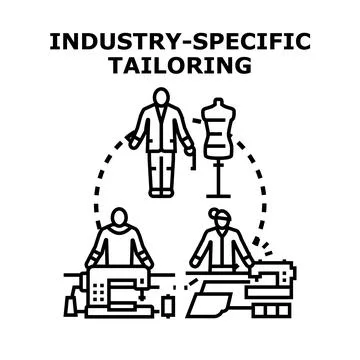 Industry specific tailoring services crafting bespoke apparel Stock Illustration