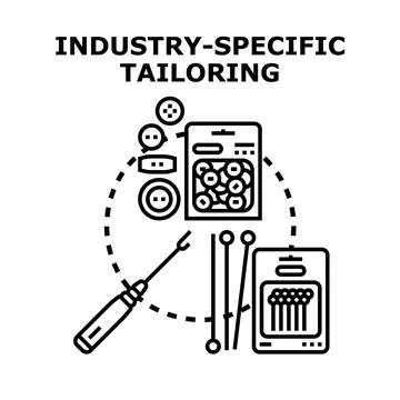 Industry specific tailoring vector concept black illustration Stock Illustration