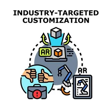 Industry targeted customization concept designing system Illustrazione stock