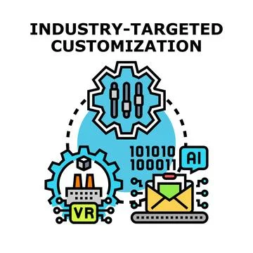 Industry targeted customization process with ai and vr Stock Illustration