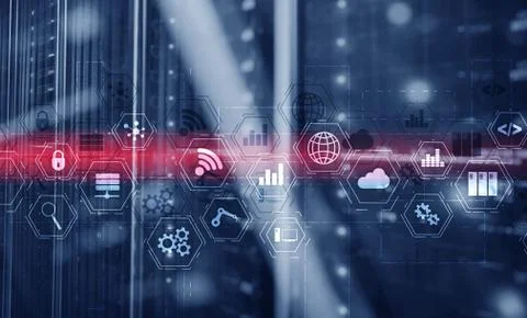 Industry technology concept. Mixed Media virtual screen. Manufacturing wireless 스톡 일러스트