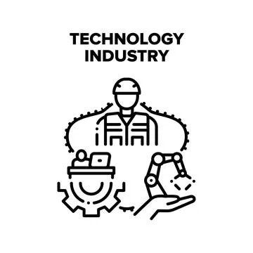Industry Technology Vector Black Illustration 스톡 일러스트